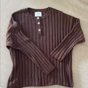 Zara Women’s Brown Ribbed Sweater